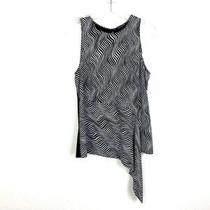 Trouve Sleeveless Top Size S Black White Asymmetrical Hem Career